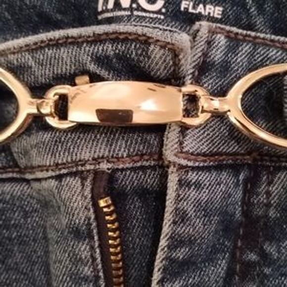 NWT, INC High Rise Flare Jeans with Gold Accent at the Zipper. Women's SZ 4/27, - Picture 3 of 5